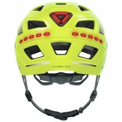 Casque Vélo Avec éclairages Abus Hyban 2.0 LED Signal Yellow -Promos Roulante Pro Boutique casque velo avec eclairages abus hyban 2 0 led signal yellow full 3