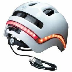 Casque Vélo Avec Led Intégrée Vio Nutcase Blanc -Promos Roulante Pro Boutique casque velo avec led integree vio nutcase blanc full 4