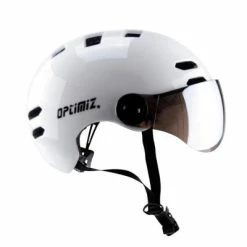 Casque Vélo Urbain à Visière Blanc Optimiz O-380 -Promos Roulante Pro Boutique casque velo urbain a visiere blanc optimiz o 380 l full