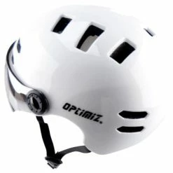 Casque Vélo Urbain à Visière Blanc Optimiz O-380 -Promos Roulante Pro Boutique casque velo urbain a visiere blanc optimiz o 380 full 3