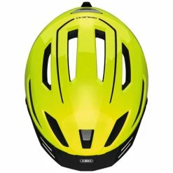 Casque Vélo Ville Jaune Fluo Pedelec 2.0 Abus Avec éclairage -Promos Roulante Pro Boutique casque velo ville jaune fluo pedelec 2 0 abus avec eclairage full 4