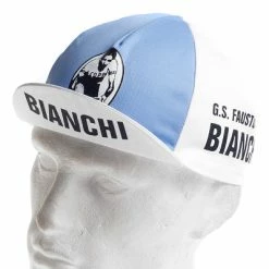 Vintage Cycling Casquette Vélo Vintage Bianchi - Blanc Et Bleu Clair -Promos Roulante Pro Boutique casquette velo vintage bianchi blanc et bleu clair full 4